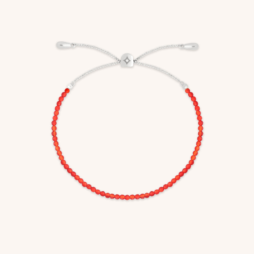 Red Agate Gemstone Bracelet in 9k White Gold