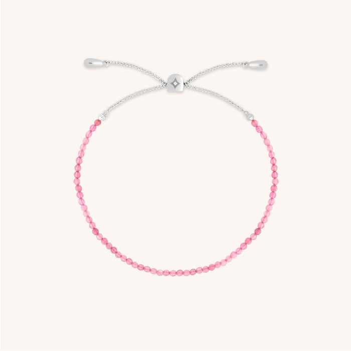Tourmaline October Beaded Bracelet in Solid White Gold