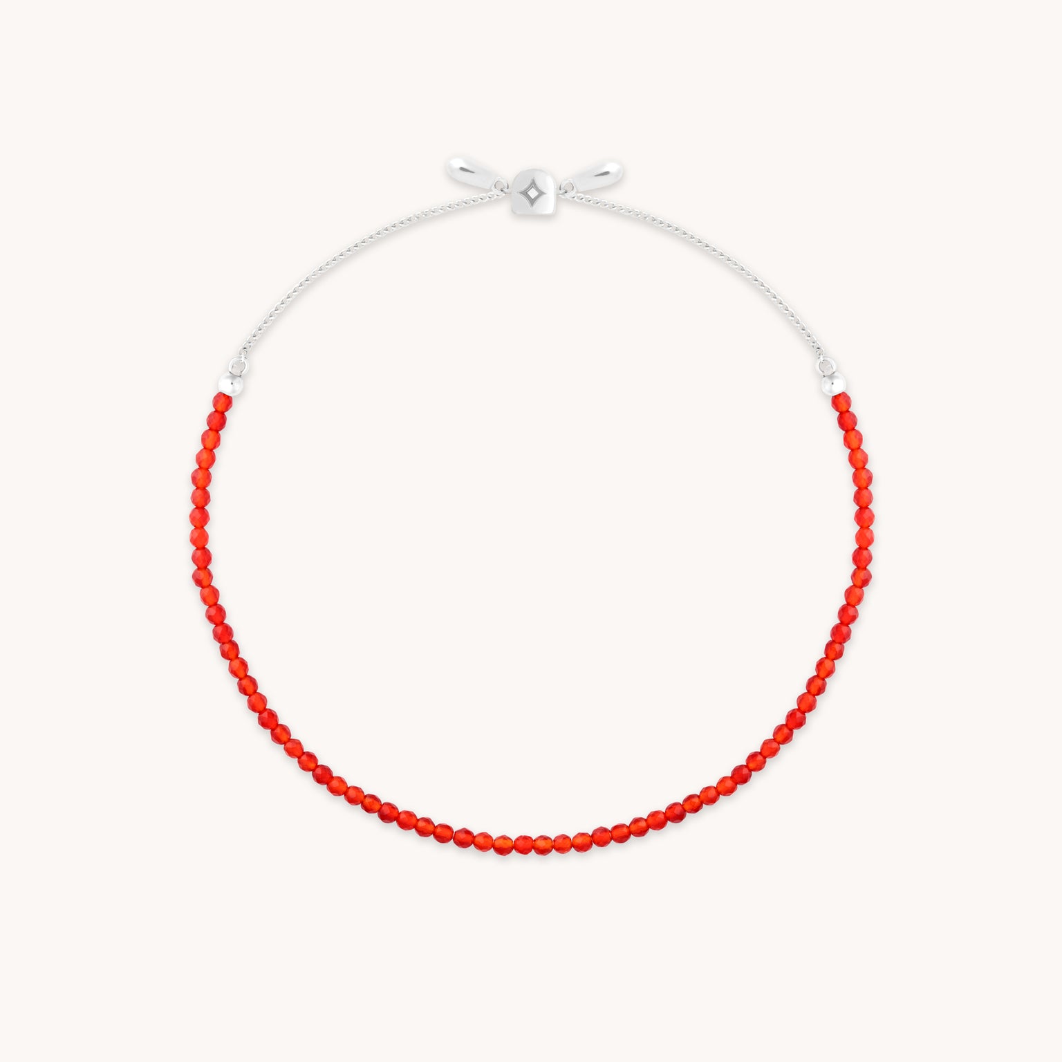 Red Agate Gemstone Bracelet in 9k White Gold