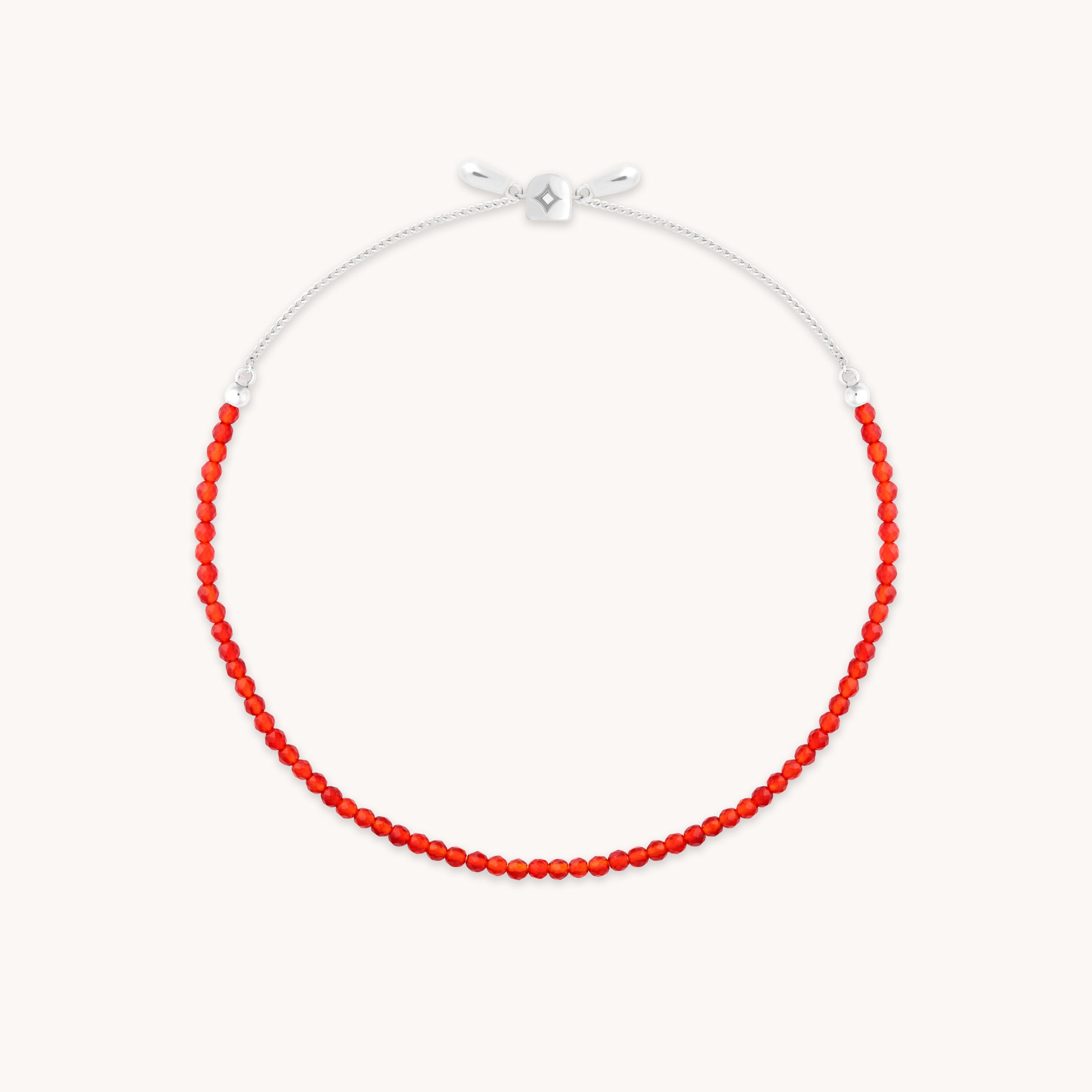 Red Agate Gemstone Bracelet in 9k White Gold