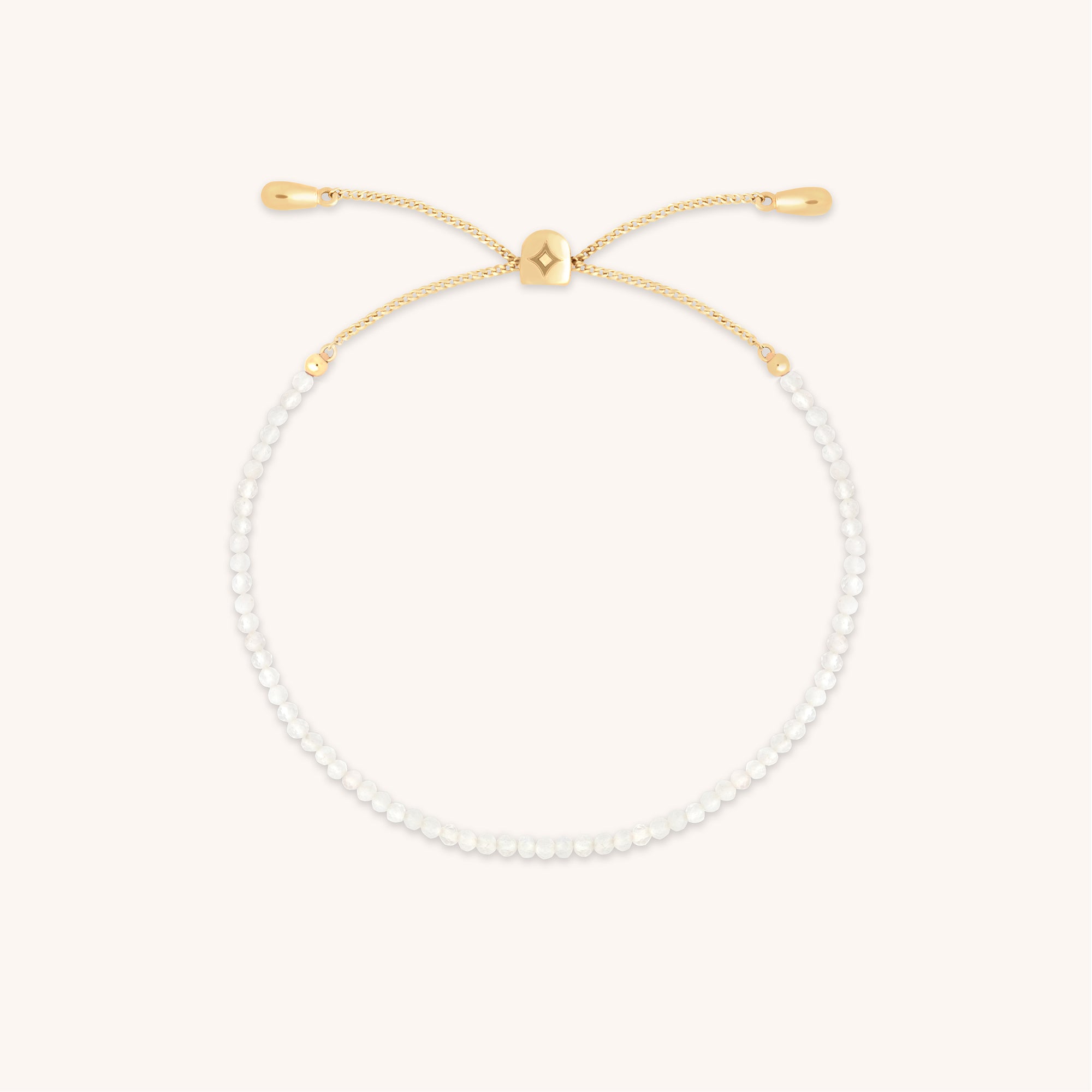 Moonstone June Beaded Birthstone Bracelet in Solid Gold