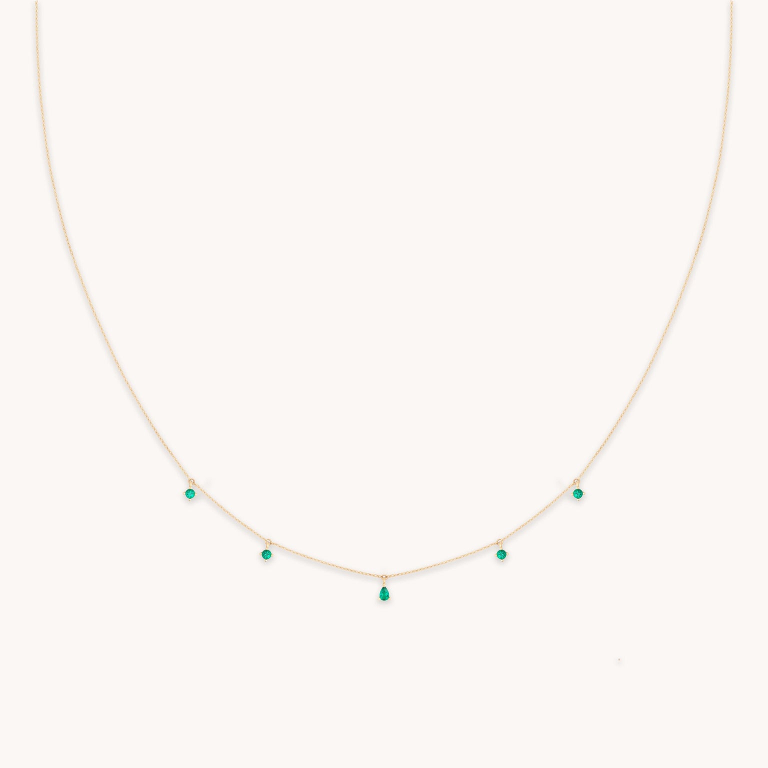 Emerald Charm Necklace in Solid Gold