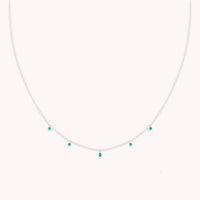 Emerald Charm Necklace in Solid White Gold
