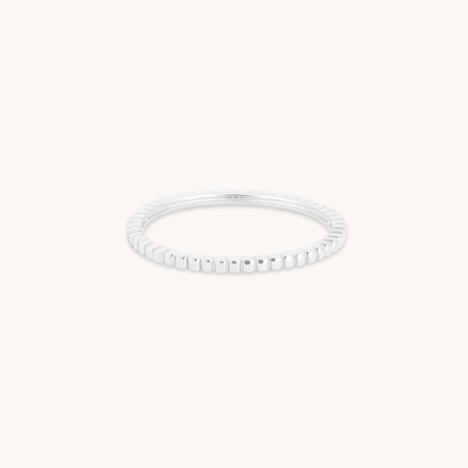 Ridged Band Ring in Solid White Gold