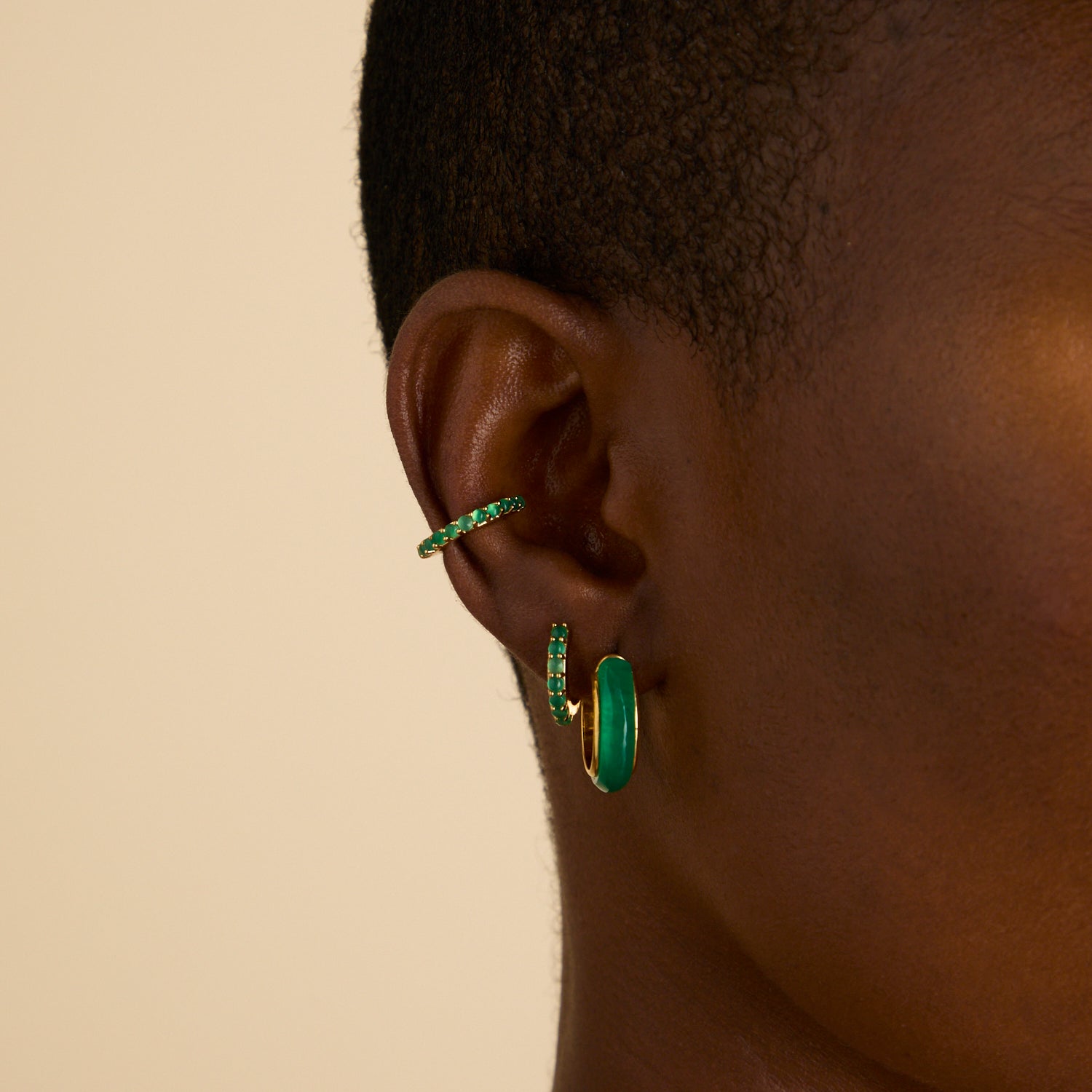 Chrysoprase Ear Cuff in Gold