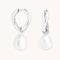 Serenity Pearl Charm Hoops in Silver