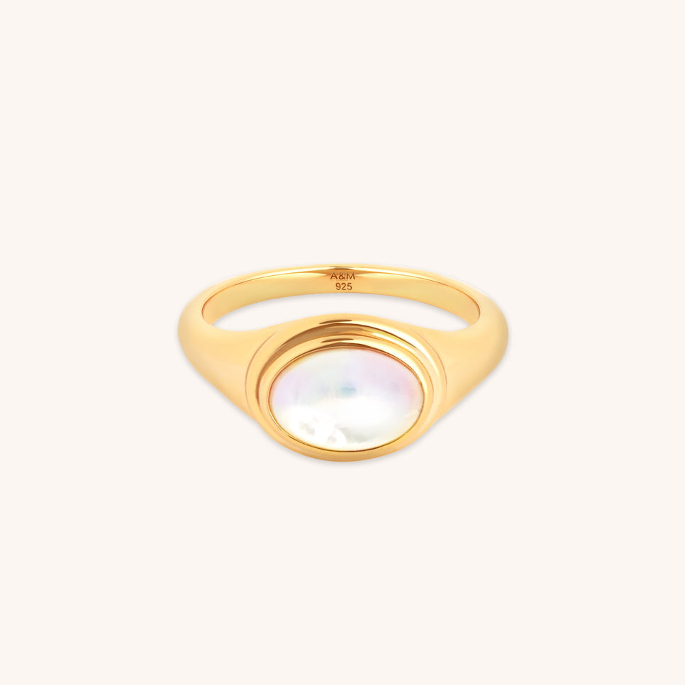 Mother of Pearl Cocktail Ring in Gold