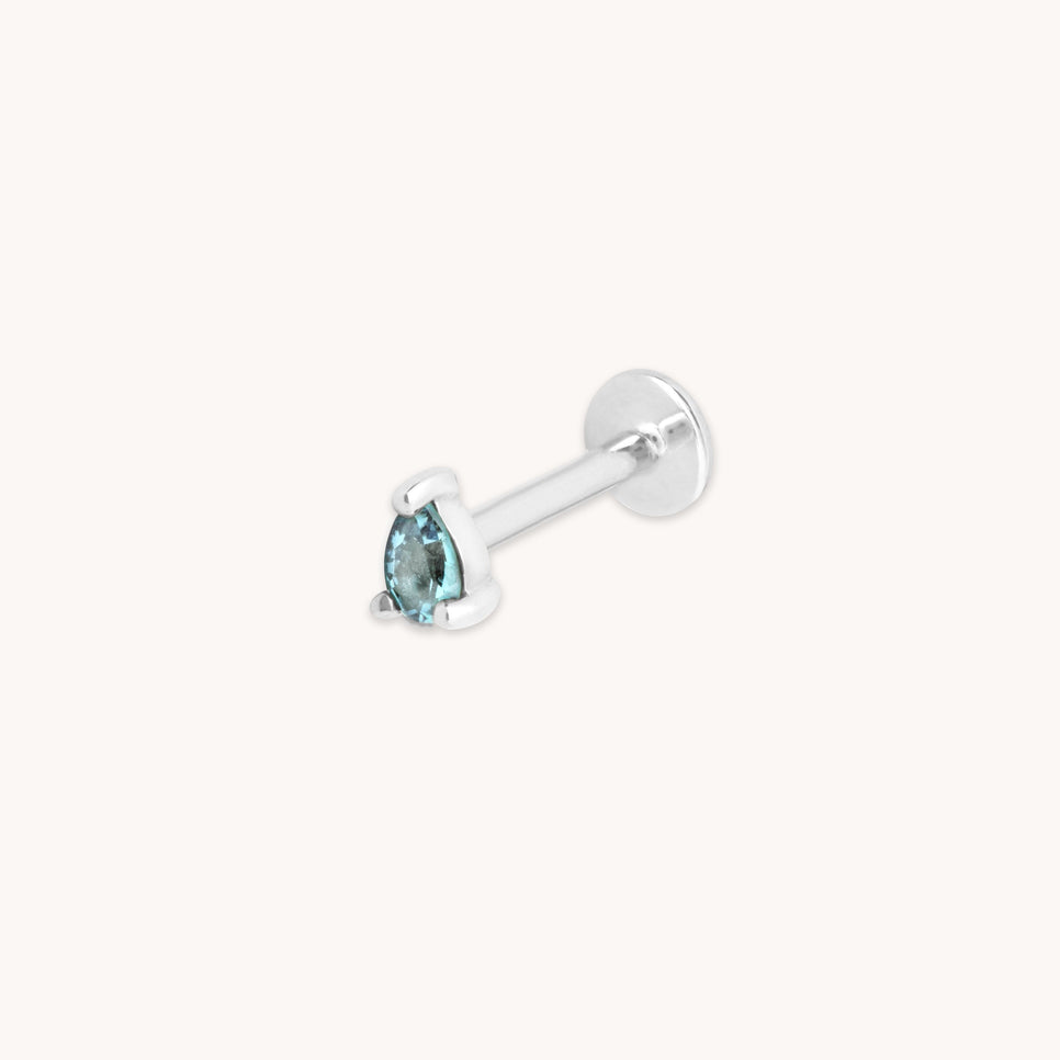 Alexandrite Pear Piercing Stud in Solid White Gold