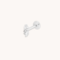 White Topaz Cluster Piercing Stud in Solid White Gold