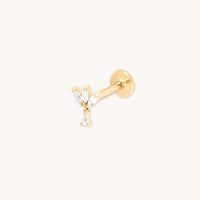Marquise Charm Piercing Stud in Solid Gold