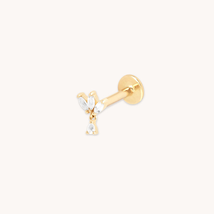 Marquise Charm Piercing Stud in Solid Gold
