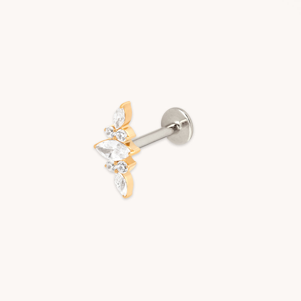 Crystal Marquise Cluster Titanium Piercing Stud in Gold