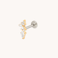 Crystal Cluster Titanium Piercing Stud in Gold