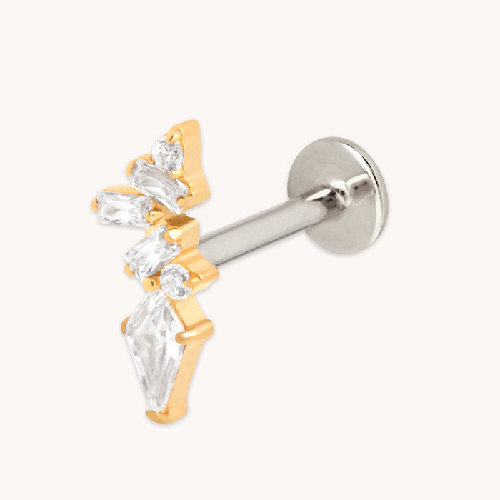 Crystal Marquise Cluster Titanium Piercing Stud in Gold