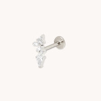 Crystal Cluster Titanium Piercing Stud in Platinum