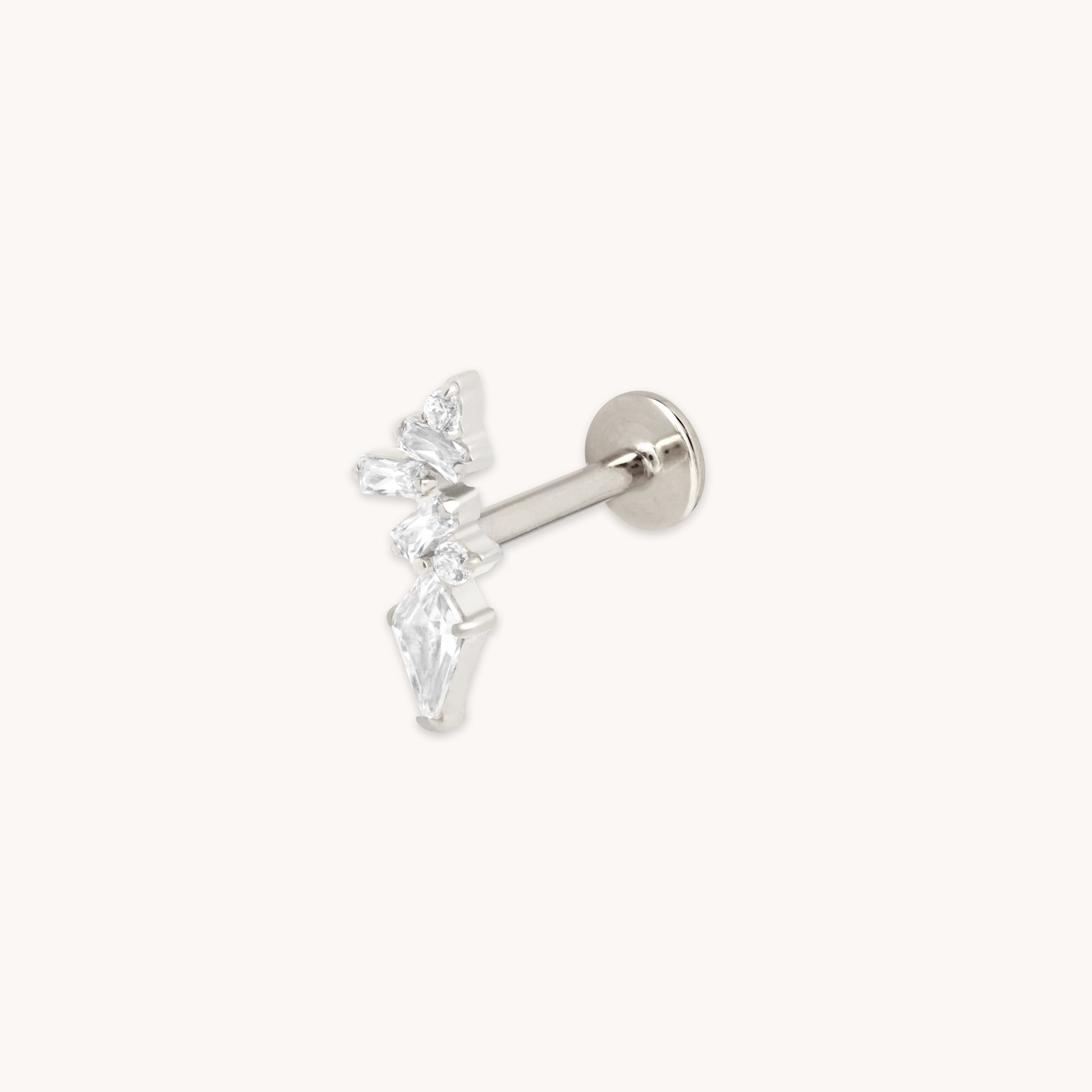 Crystal Cluster Titanium Piercing Stud in Platinum