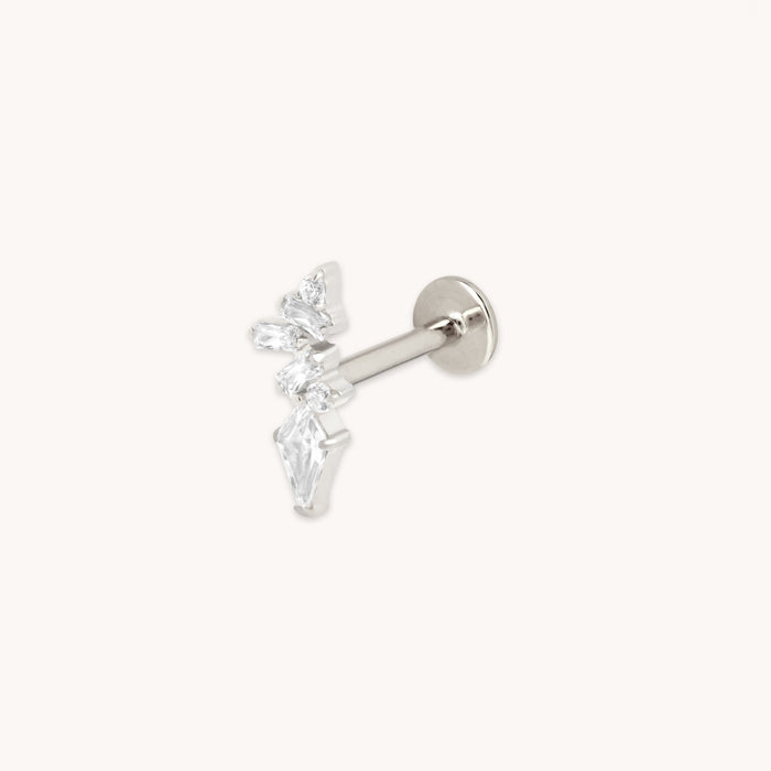 Crystal Cluster Titanium Piercing Stud in Platinum