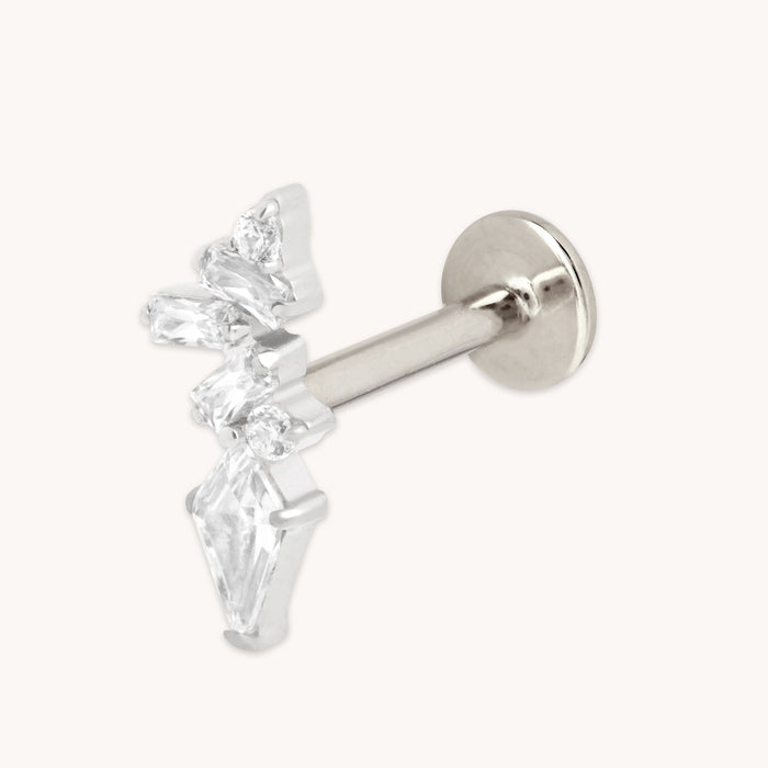 Crystal Marquise Cluster Titanium Piercing Stud in Platinum