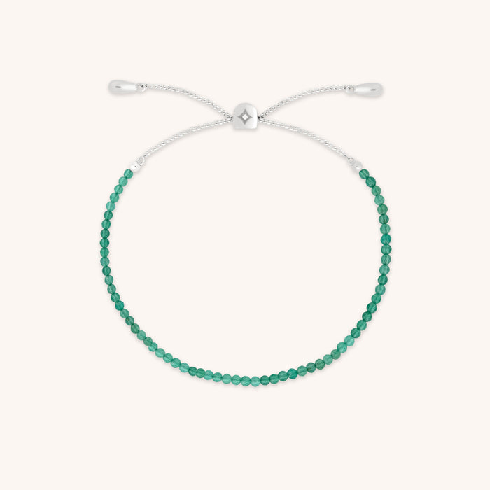 Green Agate Gemstone Bracelet in 9k White Gold