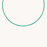 Agate May Beaded Birthstone Necklace in Solid White Gold