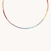 Junior Rainbow Gemstone Necklace in 9k White Gold