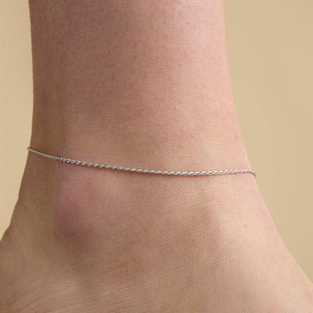 Essential Rope Chain Anklet in Silver