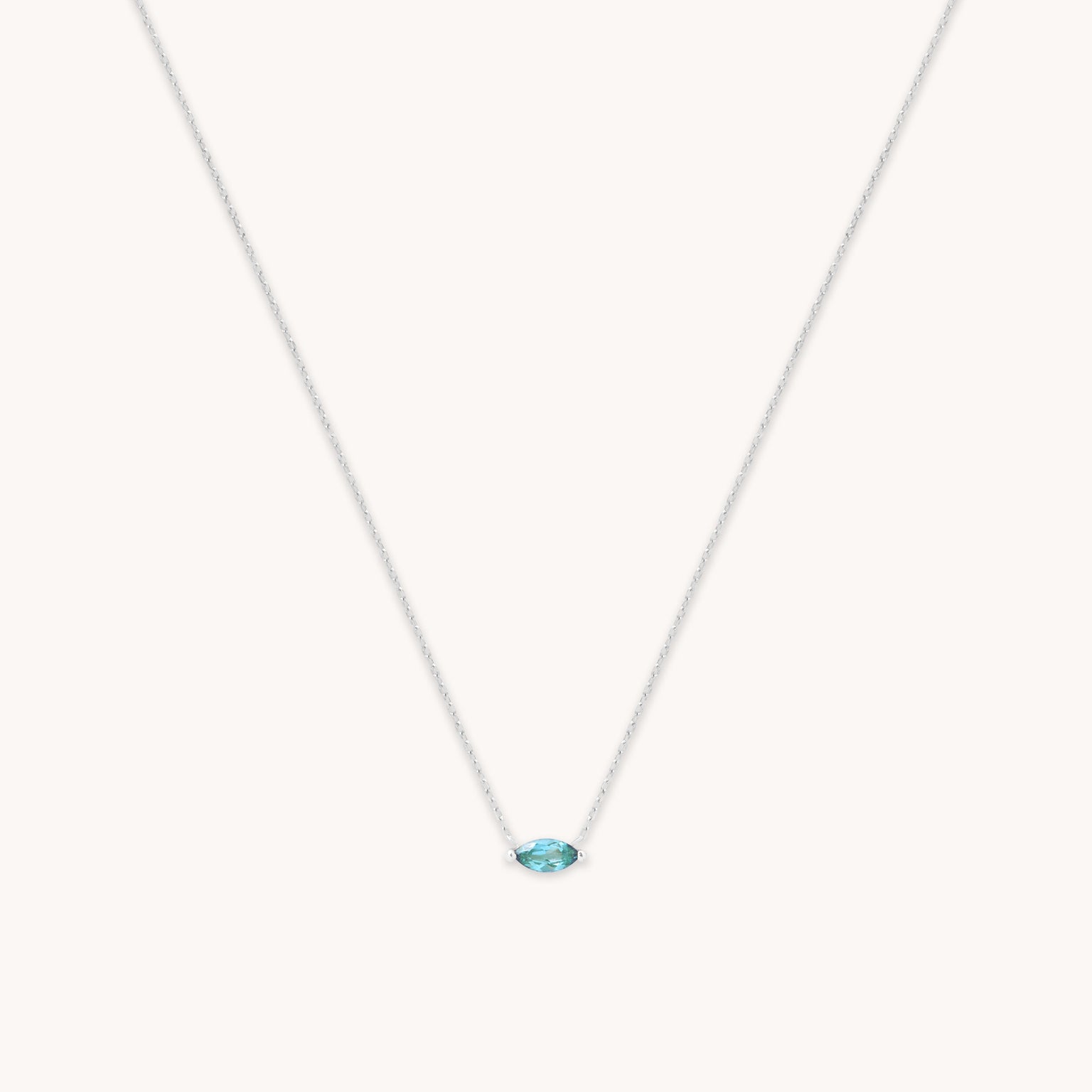 Alexandrite Marquise Necklace in Solid White Gold