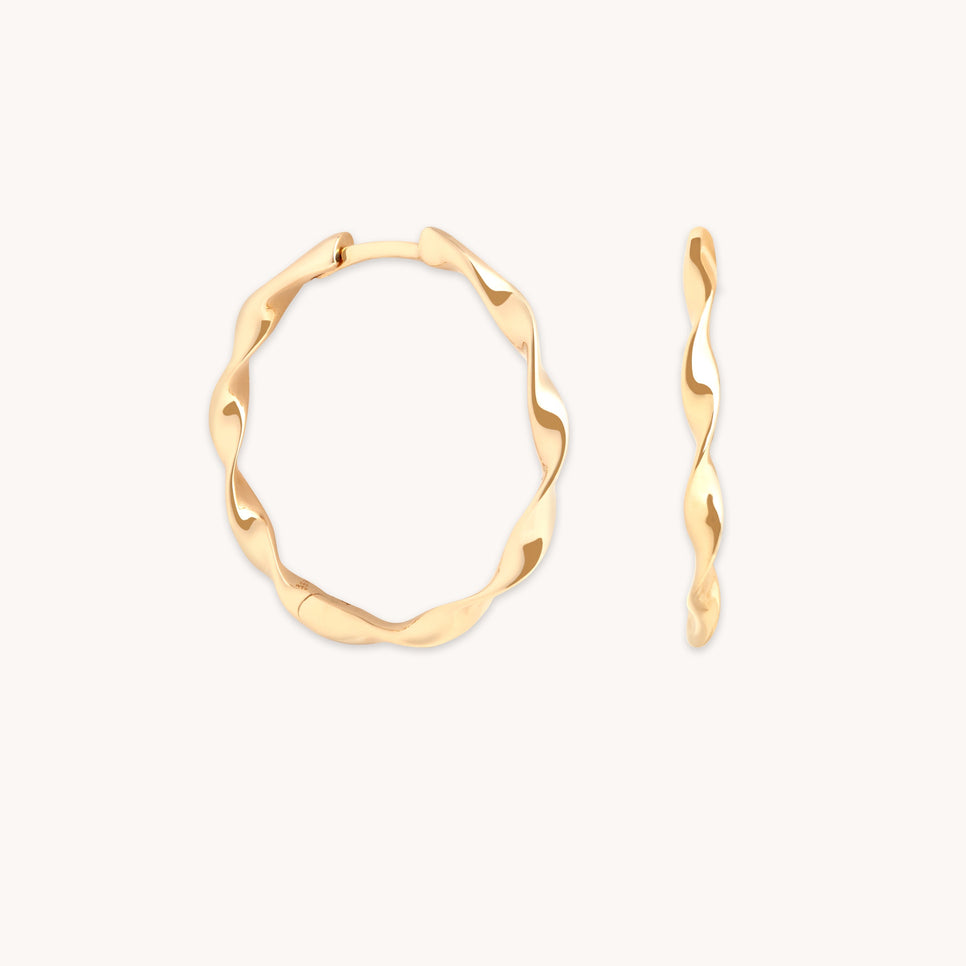 Twist Large Hoops in Solid Gold