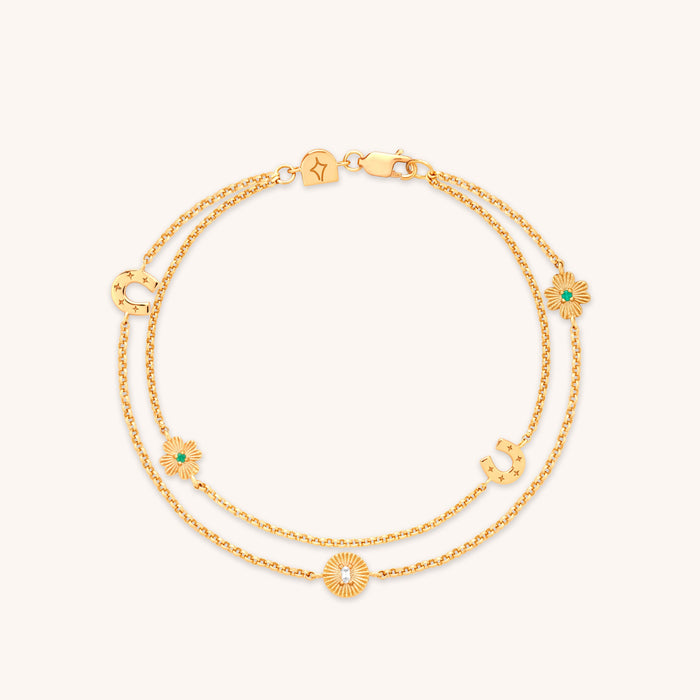 Lucky Charm Double Chain Bracelet in Gold