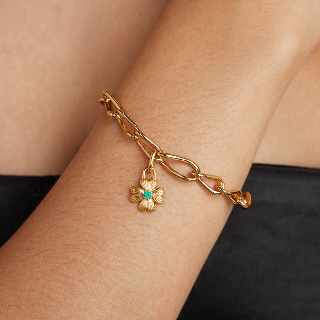 18k Gold Plated Jewellery - Clover Talisman Charm in Gold - Talisman Charm - Astrid & Miyu