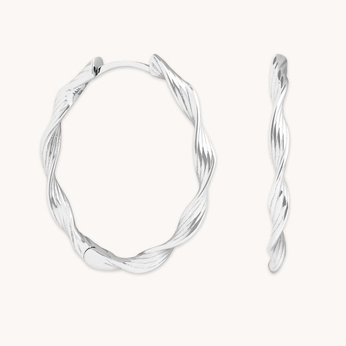 Twist Large Hoops in Silver