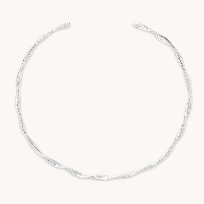 Twist Cuff Necklace in Silver