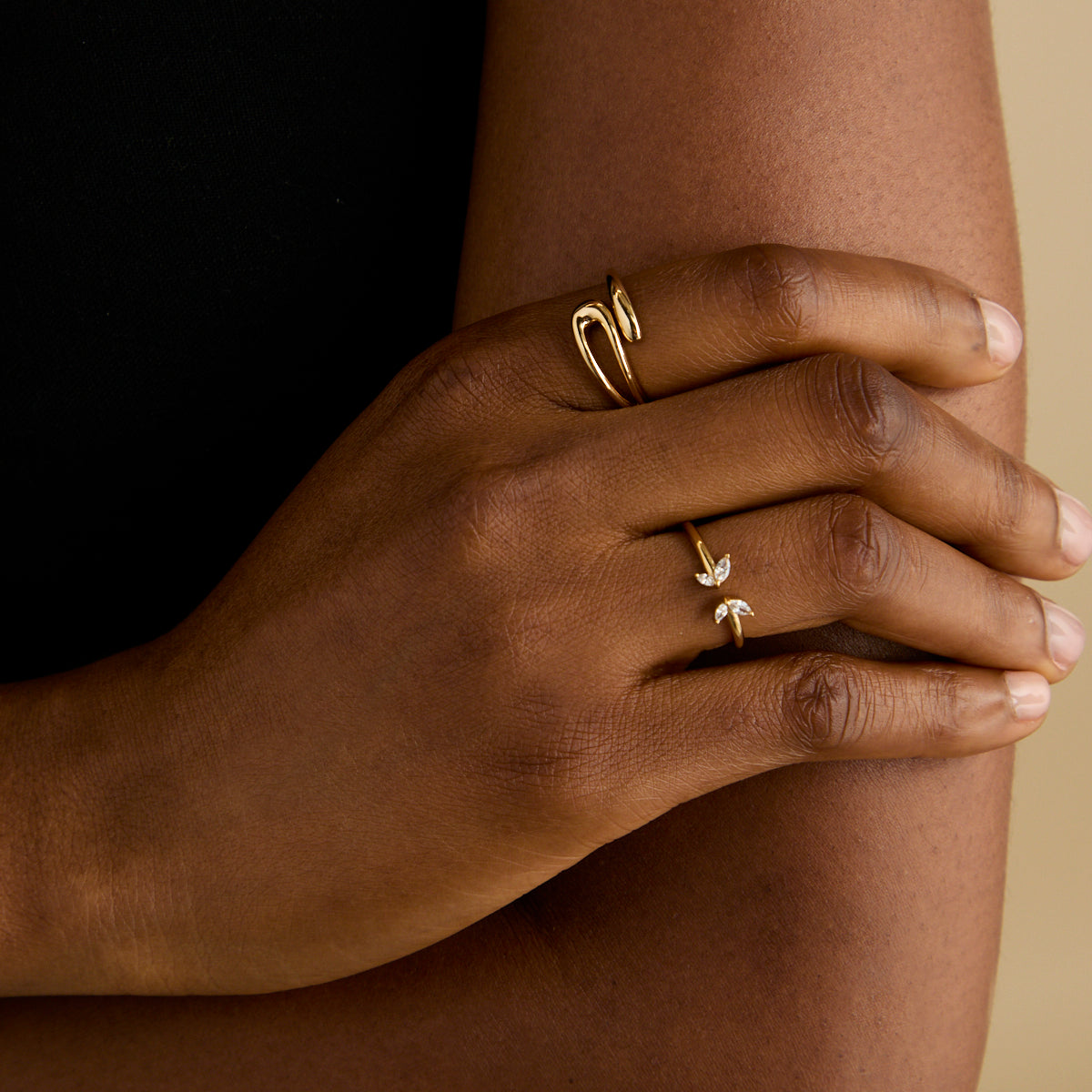 Butterfly Crystal Open Ring in Gold