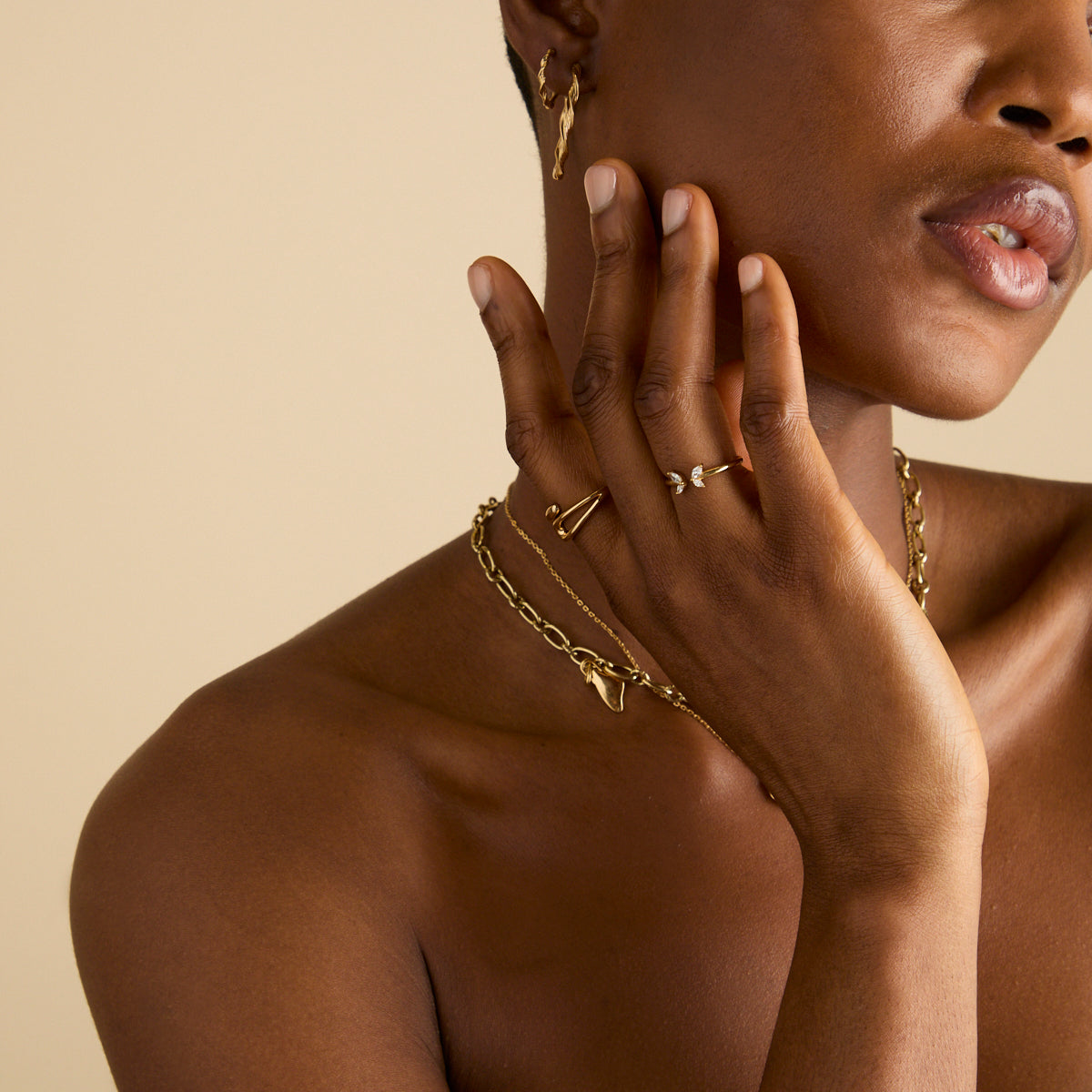 Butterfly Crystal Open Ring in Gold