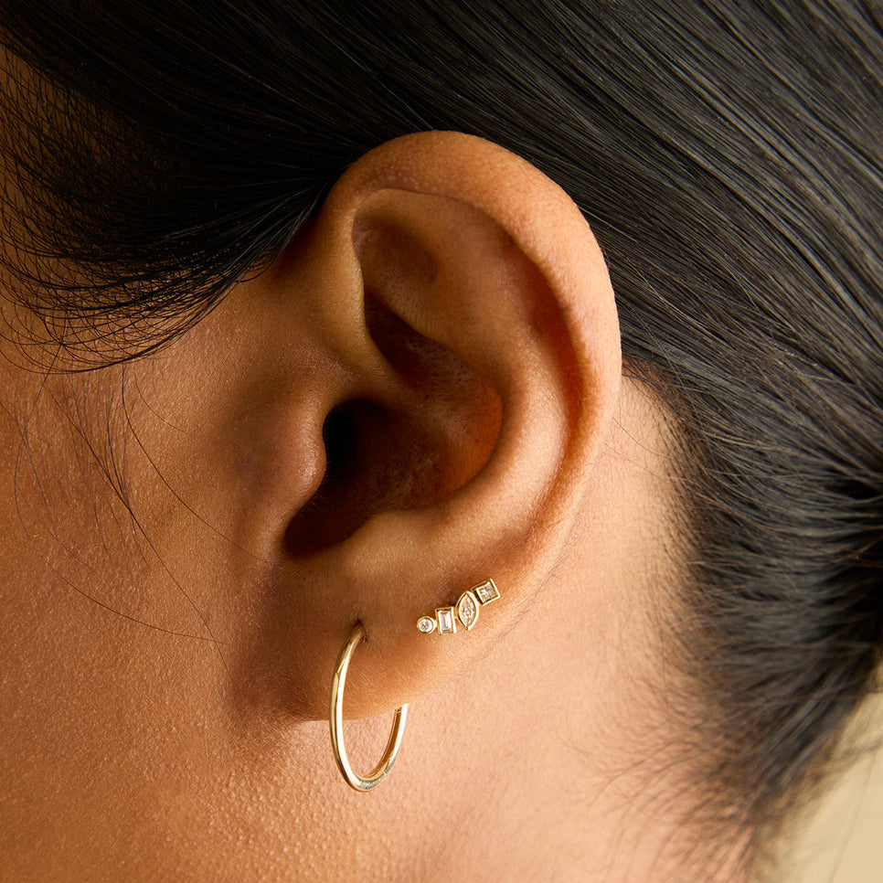 Flat Back Labret Studs - Diamond Bezel Cluster Piercing Stud in Solid Gold - Piercing Studs - Astrid &amp; Miyu