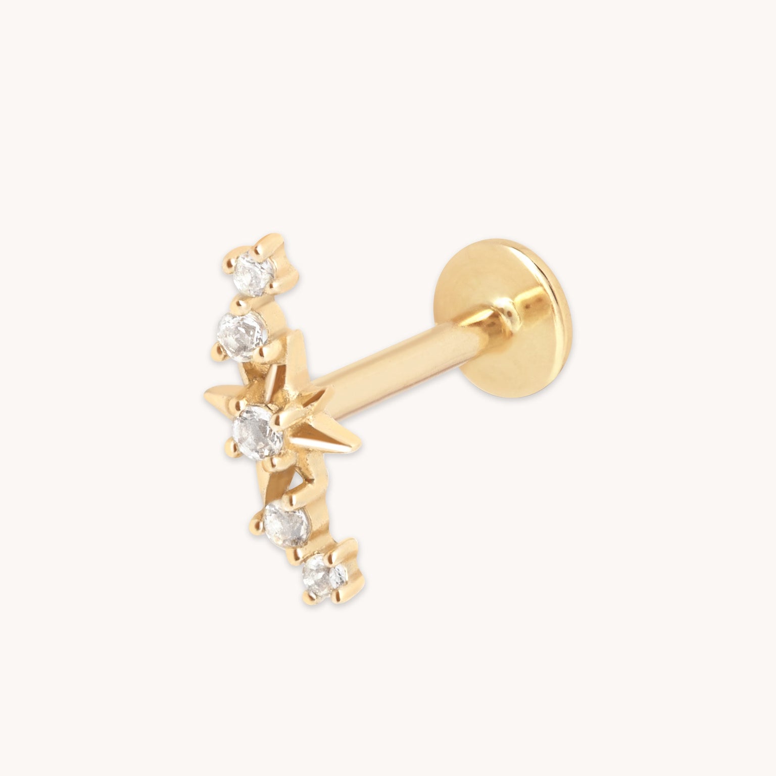 Star Curved Piercing Stud in Solid Gold