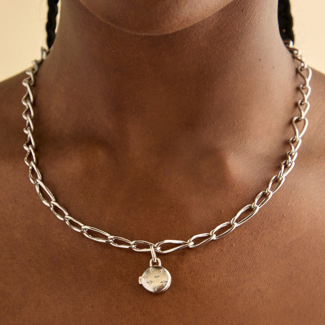 Cosmic Locket Clip Charm in Silver