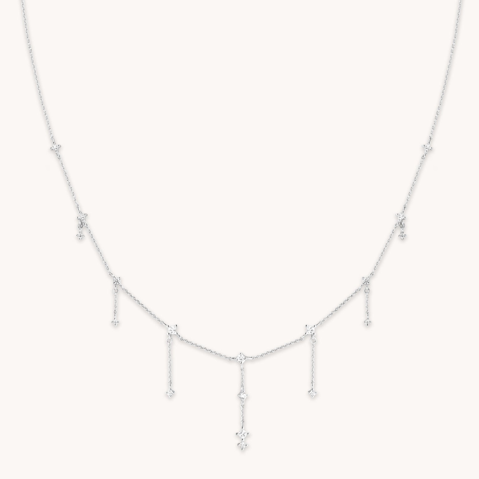 Cosmic Charm Drop Necklace in Silver