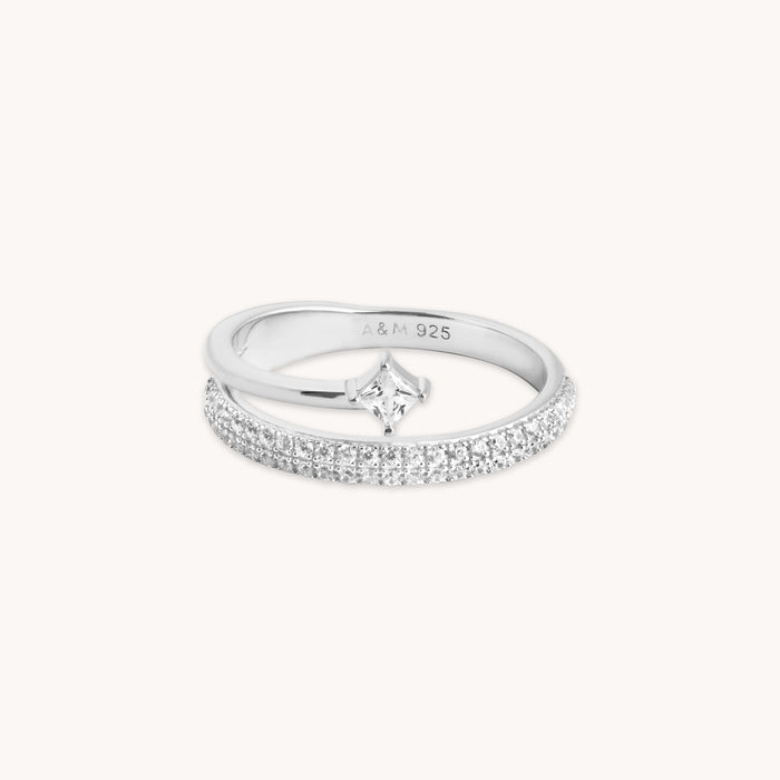 Pavé Crystal Illusion Ring in Silver