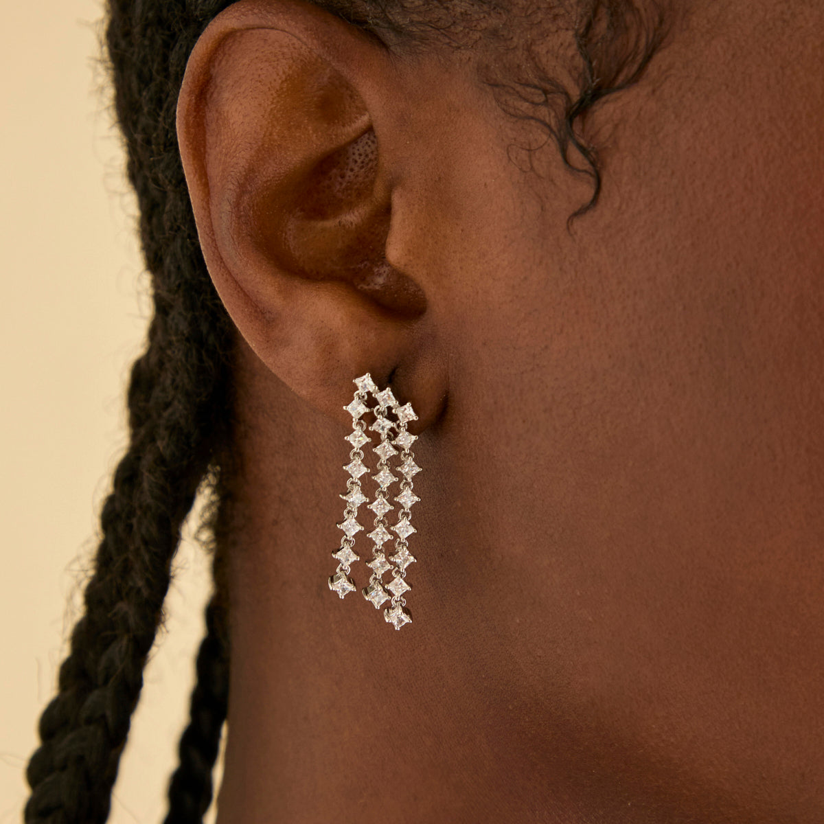 Cosmic Star Statement Earrings in Silver