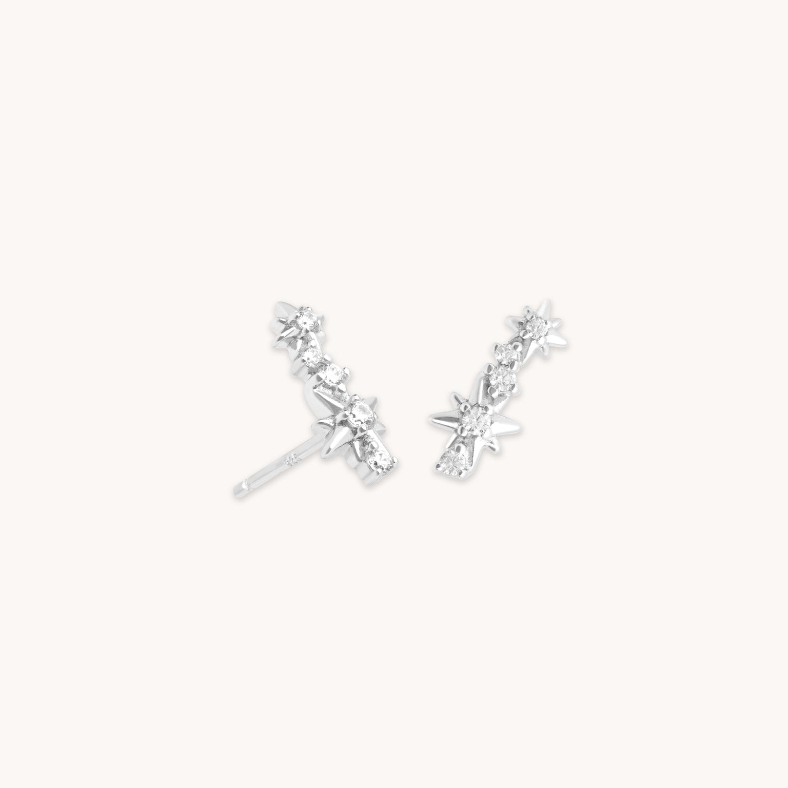 Cosmic Crystal Climber Stud Earrings in Silver