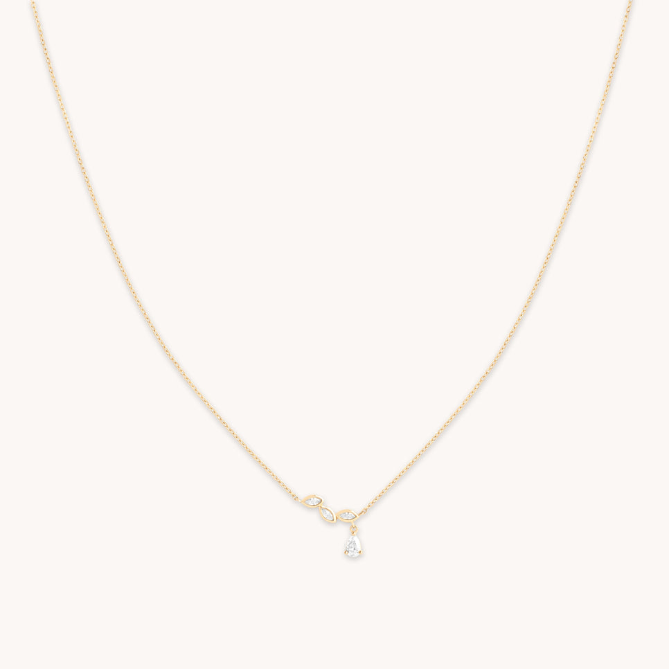 Diamond Marquise Drop Pendant Necklace in Solid Gold