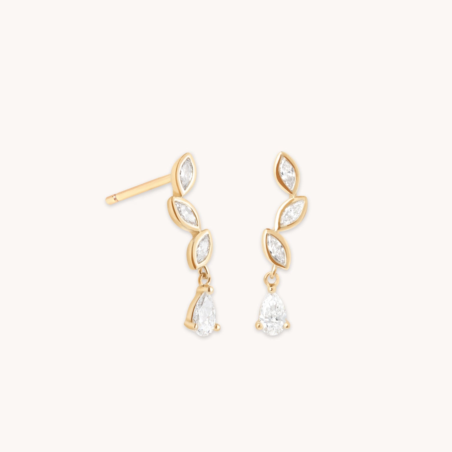 Diamond Marquise Drop Studs in Solid Gold