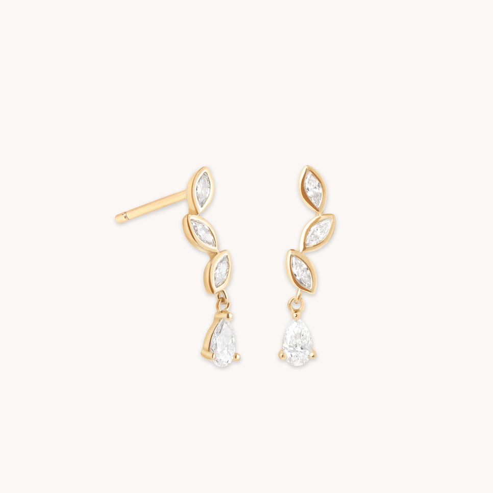 Diamond Marquise Drop Studs in Solid Gold