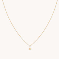 White Topaz Star Pendant Necklace in Solid Gold