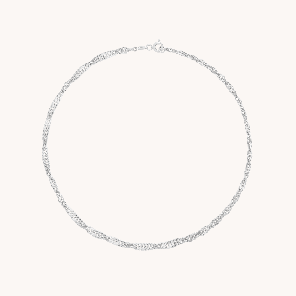 Bold Astrid Chain Anklet in Solid White Gold