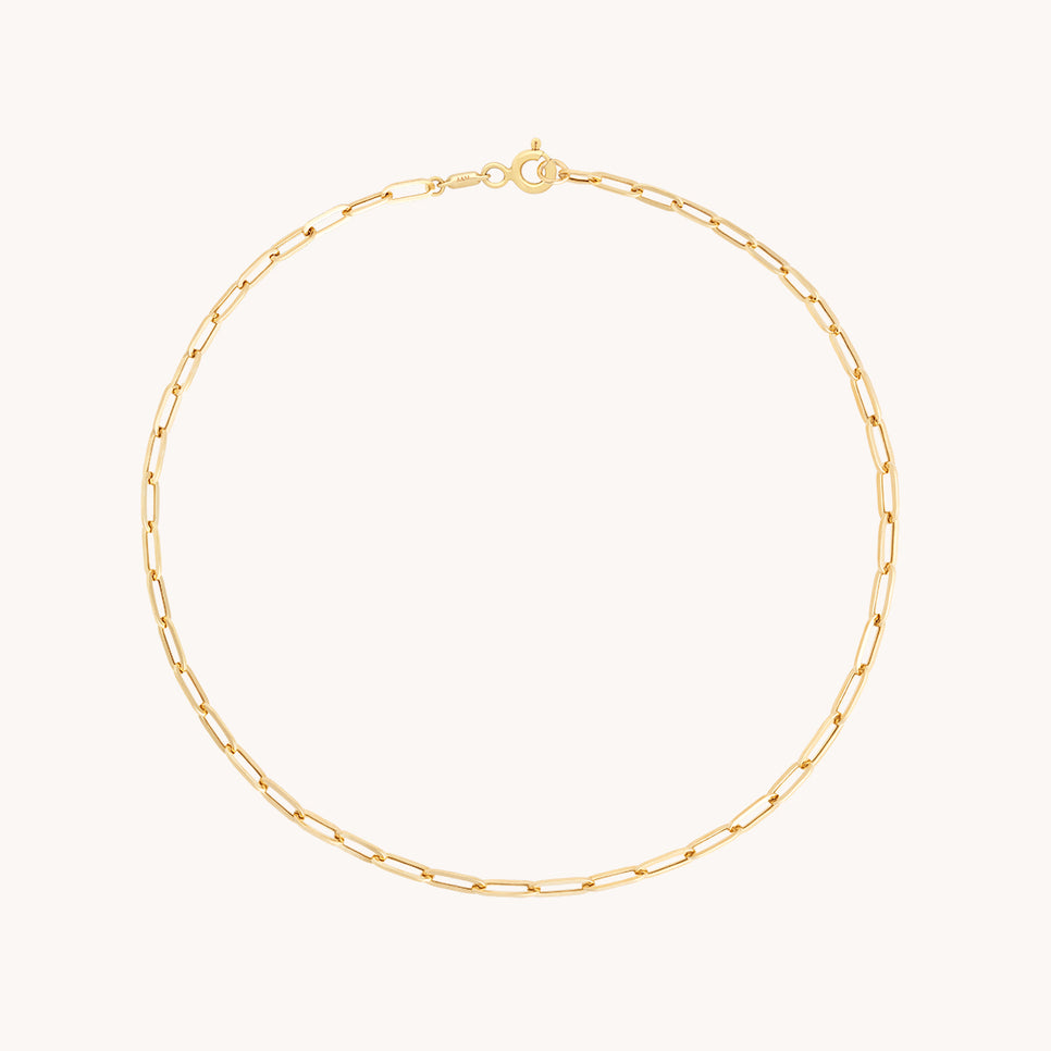 Piccadilly Chain Anklet in Solid Gold