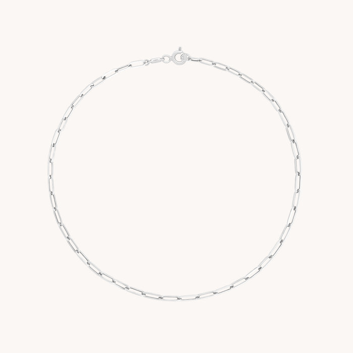 Piccadilly Chain Anklet in Solid White Gold