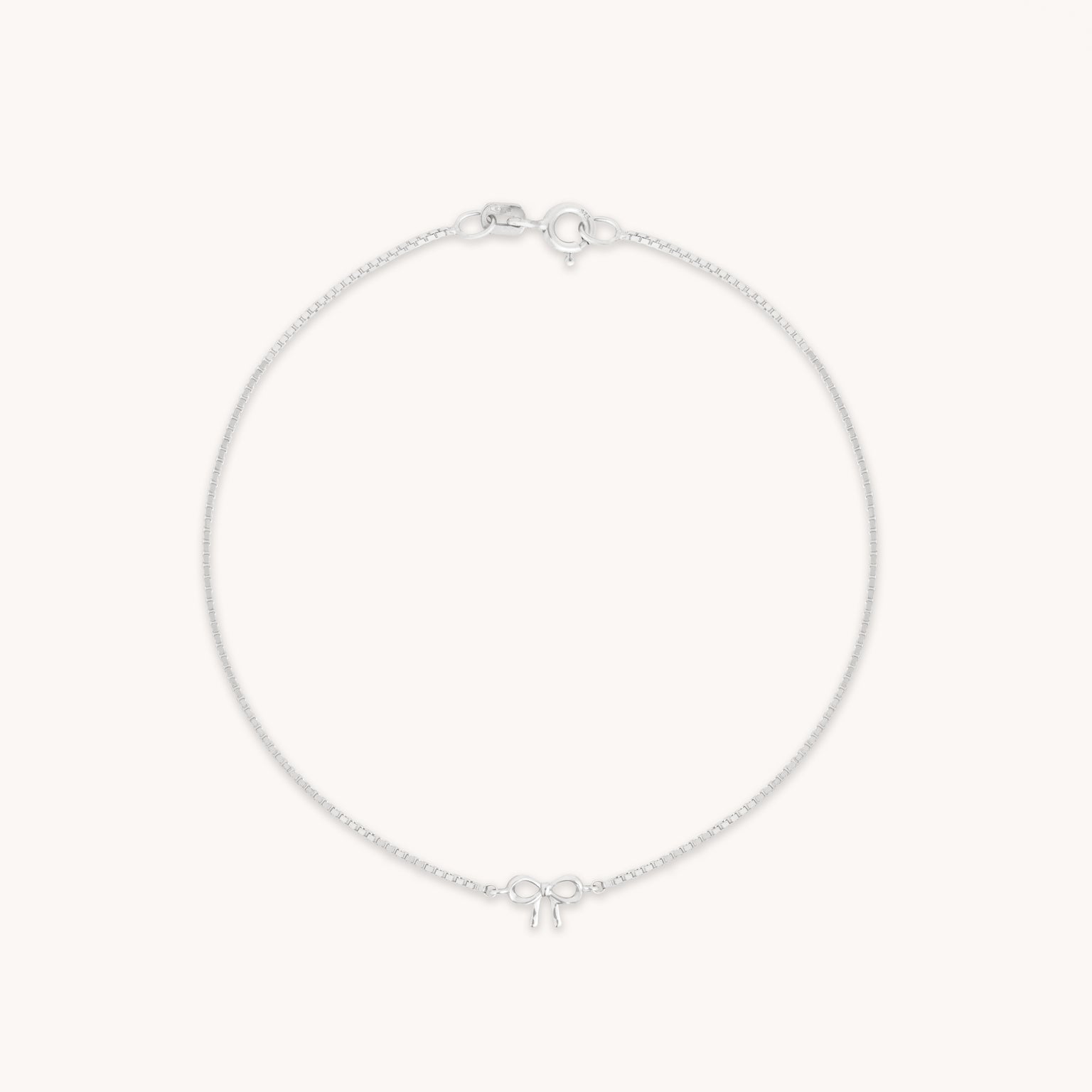 Bow Charm Bracelet in 9k White Gold