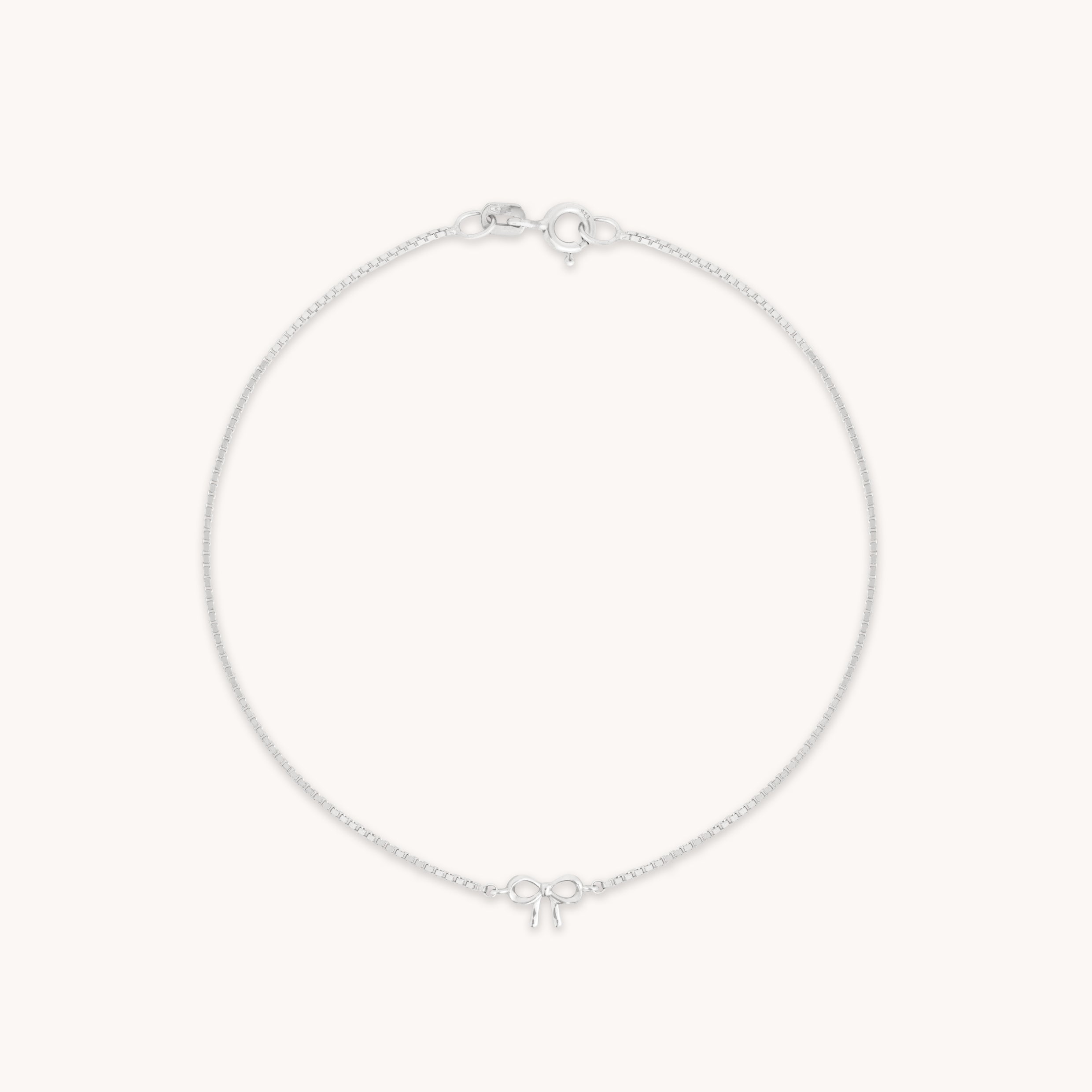 Bow Charm Bracelet in 9k White Gold